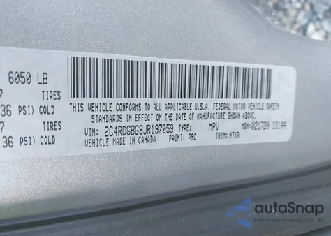 2018 Dodge Grand Caravan Se Plus z USA, uszkodzony, nr VIN 2C4RDGBG9JR197059